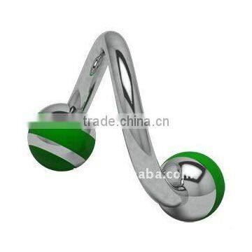 316L stainless steel duplex carousel spirals green eyebrow body jewelry