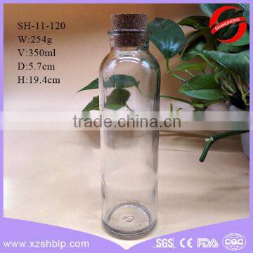 250ml 350ml glass bottle for drinking with cork lid