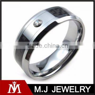 Fashion Men's Jewelry Tungsten Ring With Crystal Rhinestone