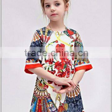 New Arrivals Fashion 2015 Half Sleeves Embroidery Cotton Girl Dress Brand Kids Party Wear Dresses For Girls Dresses Children