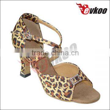 2016 EVKOO 7.0cm heel leopard print Satin latin dance ladies shoes