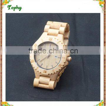 2016 High-End Handmade Auto Date Custom logo Shape Printed Bangle OEM Watches Women Wood