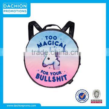 Unicorn Print Round Funny Backpack
