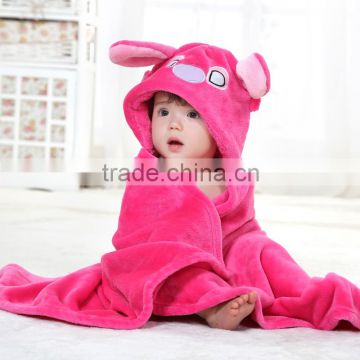 Cute Pink stitch Flannel Baby Hoodie Blanket