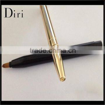 Golden Color Portable Metal Tube Makeup Nylon Fiber Retractable Lip Brush