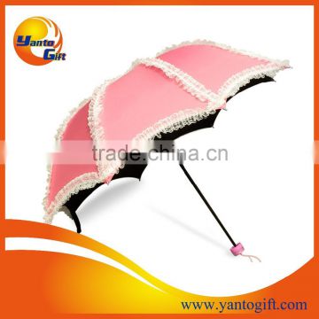 Fashion Pink Umbrella with lace for girls