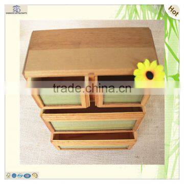 Cabinet Shape Weaved Decoration Drawers Wood Jewelry Box photo-5