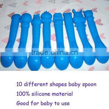 Flexible BPA free soft baby silicone feeding spoon