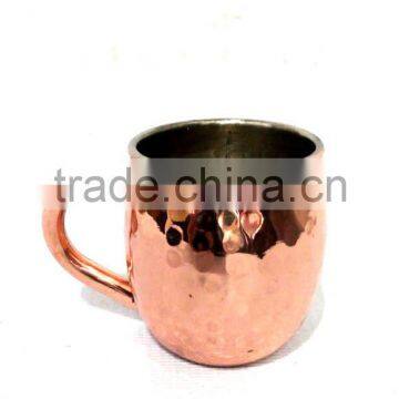 Hammered finish Moscow Mule solid full barrel shape Copper Mug