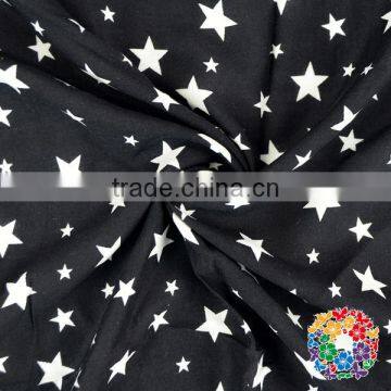 Fashion white stars printed on black cotton fabric printing african women dress fabric textile