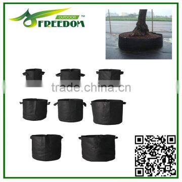 Breathable fabric plant pot used in garden