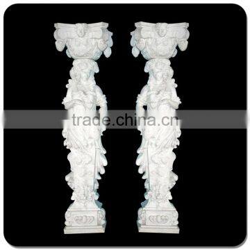 Garden Decoration Hot Sale Stone Carvings and Sculpture Column With Woman Statue Sculpture photo-4