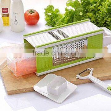 5 in 1 Hand-Held Vegetable Grater With Tray And Peeler,Slicer,Sharp Blade
