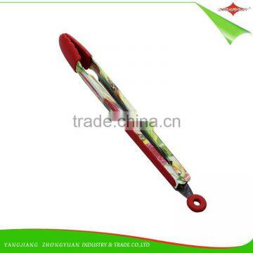 ZY-H2010 Graceful Design 14-inch BBQ Silicone Food Tong With Beautiful Flower Printed Handle photo-4