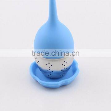 Cute Silicone Handle Tea Infuser Strainer With Drip Tray photo-3