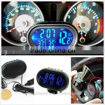 Car LED backlight LCD Inside/Outside Thermometer Voltage Meter Clock Alarm Calendar