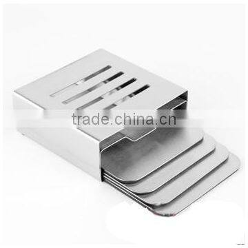 Stainless Steel Coaster 10cm Round Placemats Heat Insulation Coffee Pads Cup Mats With a Holder photo-3