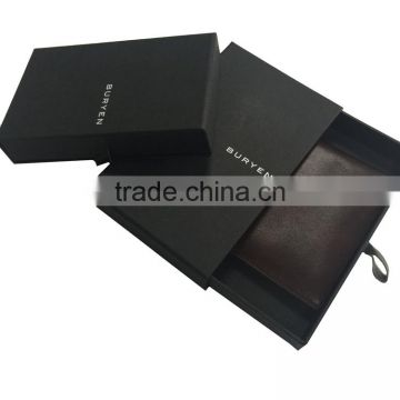 luxury custom logo printed cardboard drawer structure matt black fancy paper wallet gift box