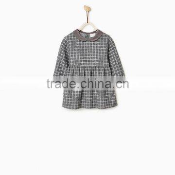 Latest Children Winter Plush Check Dress With Peter Pan Collar Design Children Girls Kids Clothes Garment 2016 HSD5797 photo-2