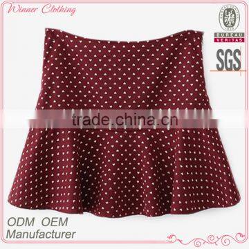 Ladies' fashion polyester print ruffle bottom high quality direct manufacturer hawaii party skirt