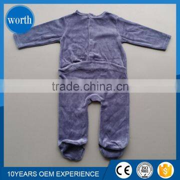 Top Selling Velvet Fabric Printed Baby Romper With Feet photo-2