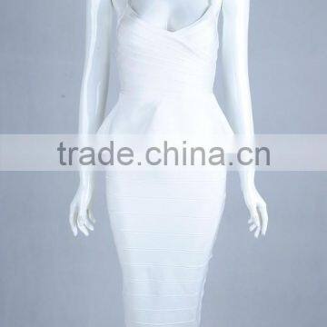 4 Colors Wholesale Knee Length Spaghetti Strap 2 Piece Women's High Waist HL Bodycon Bandage Dress Cocktail Party Dress photo-5