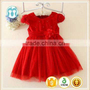 Red kid clothing baby girl party dress flower girl dress for 3-7years old girls clothing dresses