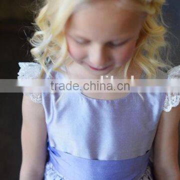 Summer One Piece Girls Party Dresses Baby Girl Lace Trim Purple Princess Flower Dresses Children Frocks Designs photo-3