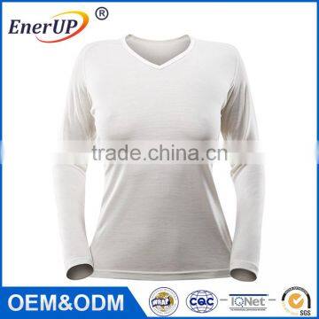 Fashion Apparel Woman 100% Merino Wool Antibacterial Long Sleeve T-shirt Thermal Cloth photo-3