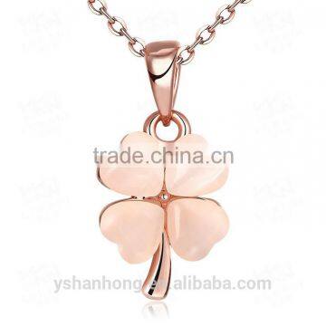 Rose Gold Opal Clover Pendant Necklace photo-2