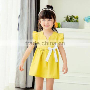 S17574A Girls Dresses Smocked Girl Ruffle Short Sleeve Dress