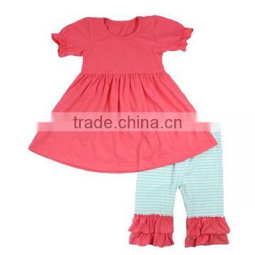 Wholesale ruffle stripe boutique cotton fashion outfit girls boutique outfits