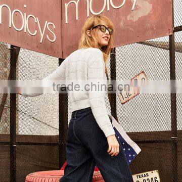 Most Popular New Design Woman Merino Wool Bomber Blank Jacket Sweater With Zipper photo-2