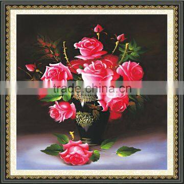 Custom Handmade Red Flower Pattern Embroidery Diamond Painting Cross Stitch Fabric Kit photo-2