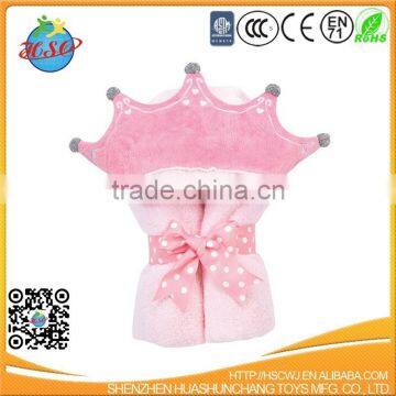 new design pink crown kids hooded bath towel