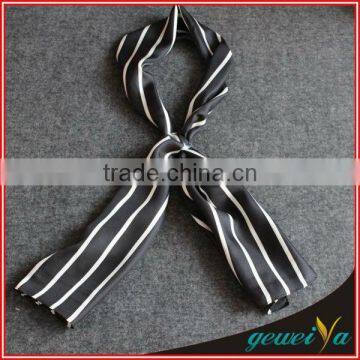 Men Black White Stripe Printing Korean Silk Scarf