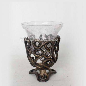 Cast Iron Candle Holder With Leaf Shaped