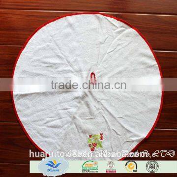 2016 best selling water absorbed embroidered cotton round kitchen towel with loop