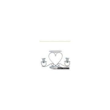 Metal Candle Holders:Silver Plated Heart Shaped Unity Candle Holder