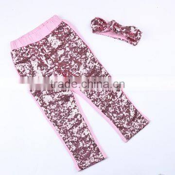 Supplier wholesale baby cotton trousers pink sequins pants