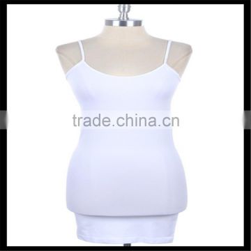 Extra Long Seamless Tunic Dress Slip Camisole Layering Tank Top white color