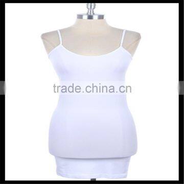 Extra Long Seamless Tunic Dress Slip Camisole Layering Tank Top White Color