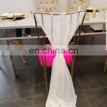 Chiffon Ruffled Wedding Chair Cover Sash With Hood photo-2