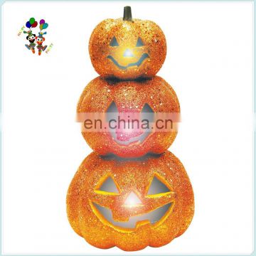 Halloween Party Glitter Stack Orange Plastic Light Up Pumpkins HPC-0924