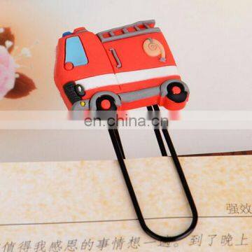 car shape rubber with metal bookmark clip with good quality