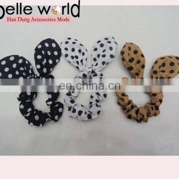 Polka Dot Bunny Ear Scrunchies Hair Tie Elastic Band Ponytail Holder Gift