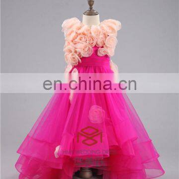 Full Handmade Red Rose Flowers Girl Dress Factory Direct Selling Baby Girls Princess Dress Elegant Lace Flower Girls Dress photo-2