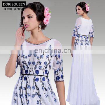 Noble vintage embroidery stitching plus size cocktail dress