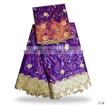 Hot Selling African Lace Fabrics Bazin Riche Lace Fabric,5 Yards Bazin Matching 2 Yards lace b170829001