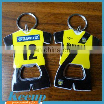 Cheap Logo Customized Sport Football Polo Shirt Bottle Opener with key ring